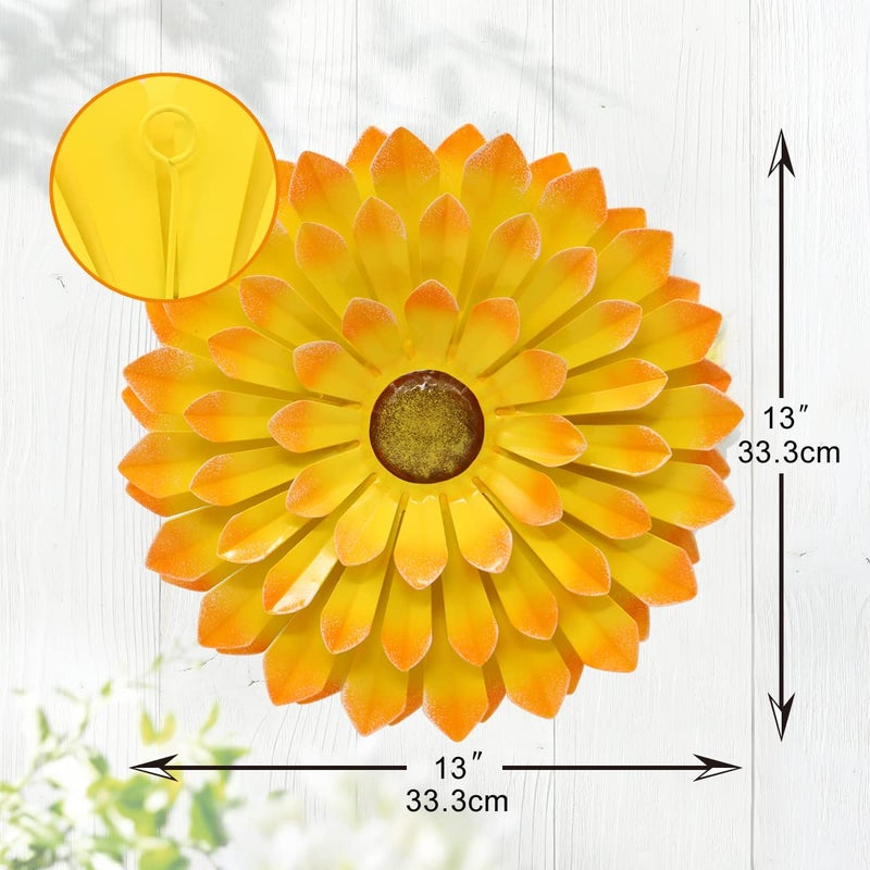 Goodeco Metal Wall Art Flowers - Sunflower Gifts for Women- Large Iron Floral Wall Decor for Balcony/Patio/Porch/Office/Bedroom/Living Room,Best Wall Decor Gift idea 13" (3pack) - Image 3